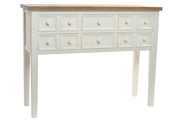 Console table wood 103x35x80 6 drawers natural