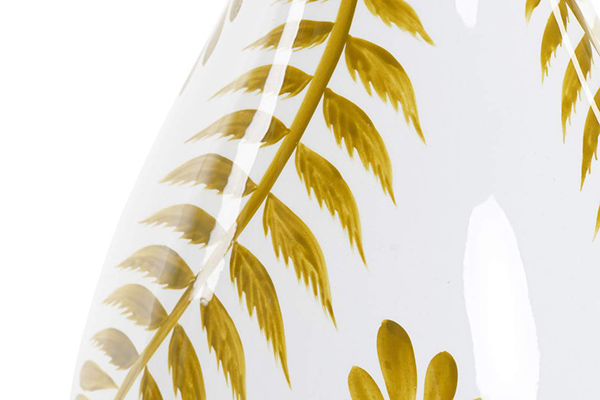Vase mdf peint 19x19x44 feuilles laquÉ blanc