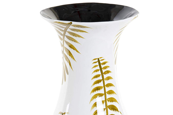 Vase mdf peint 24x24x55 feuilles laquÉ blanc