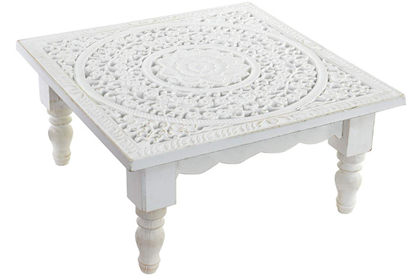 Auxiliary table wood 40x40x19 ethnic aged white