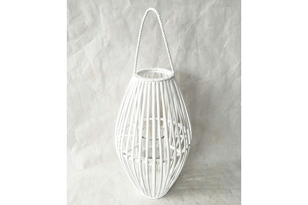 Candle holder wicker wood 32x32x50 white