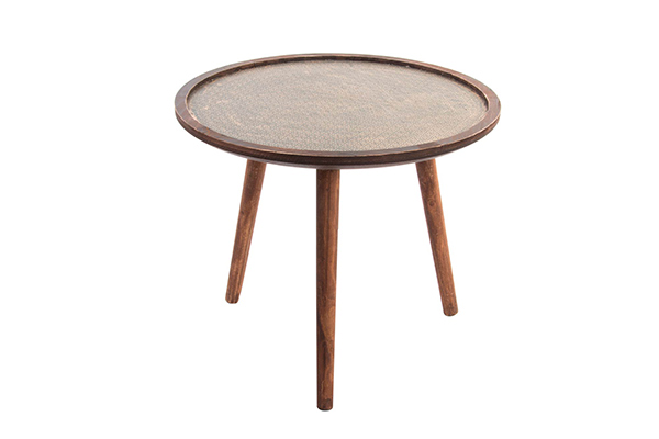 Table metal wood 55x45