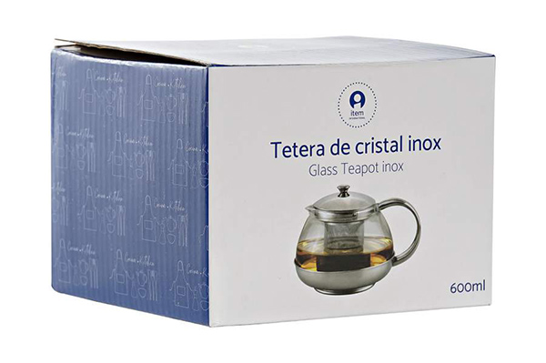 Teapot glass inox 14x11x12 500ml infusioner