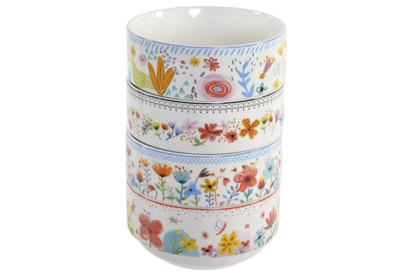 Bowl porcelain 13,5x13,5x8 400 ml. floral 4 mod.
