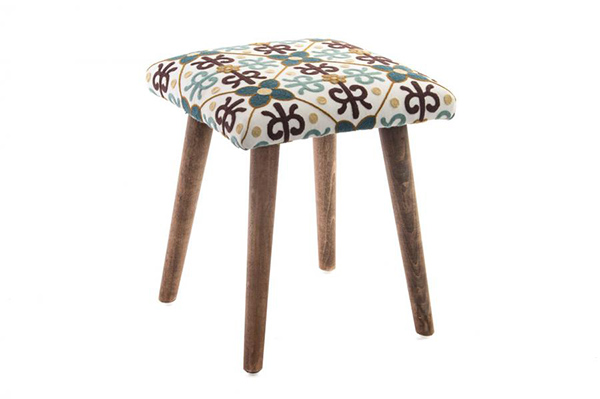 Stool polyester wood 32,5x32,5x40 embroidery