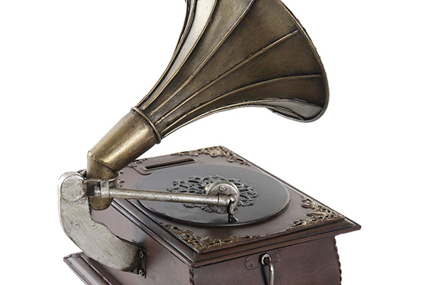 Decoration metal 17x17,5x22 gramophone bronze