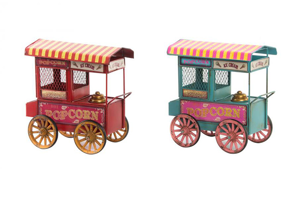Decorative vehicle metal 24x15x24,5 pop corn cart