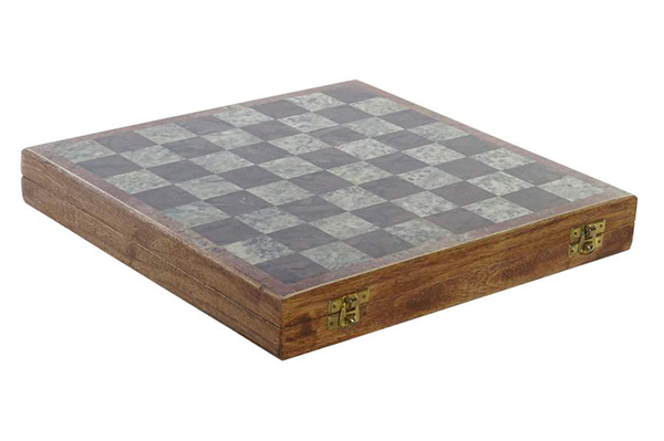 Game set 2 sheesham stone 30x30,5x4,5 chess brown