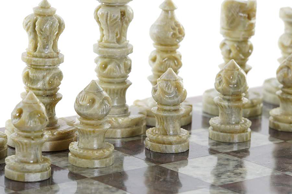 Game set 2 sheesham stone 30x30,5x4,5 chess brown