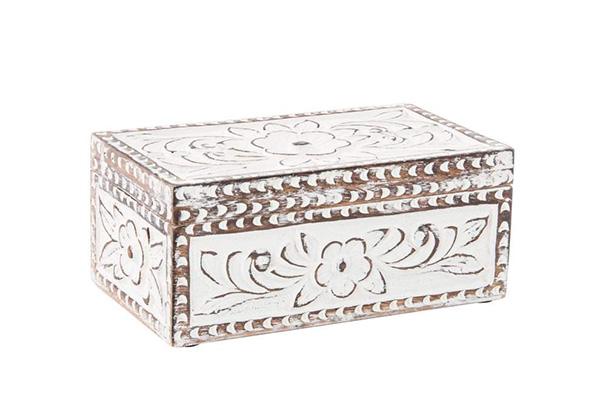 Drvena kutija za nakit bela/braon
