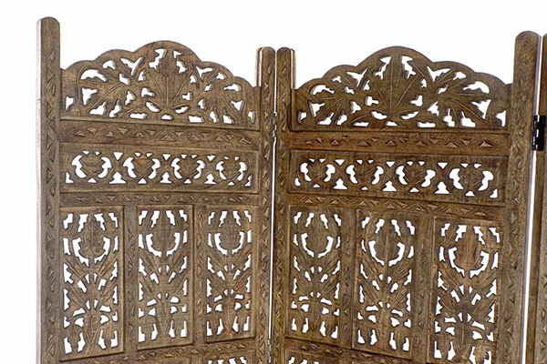 Folding screen mango 150x2x180 carved brown
