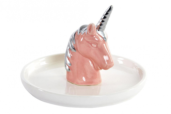 Ring sizer porcelain 14,7x14,7x9,5 unicorn pink