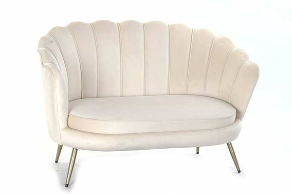 Couch polyester metal 130x77x83 shell cream