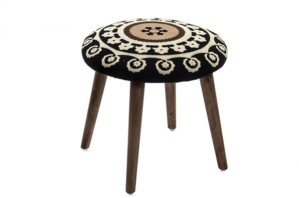 Stool polyester wood 40x40 embroidery