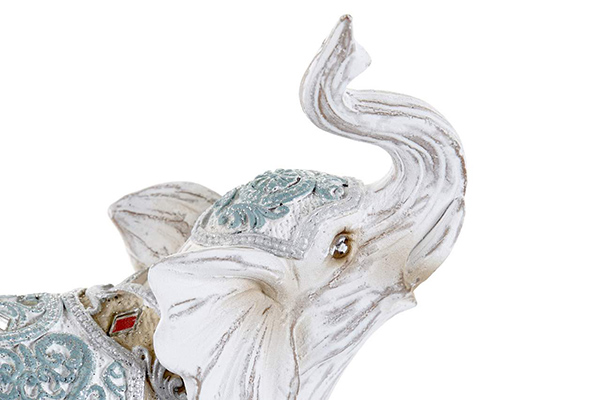 Figure resin 14x7x17 elephant white