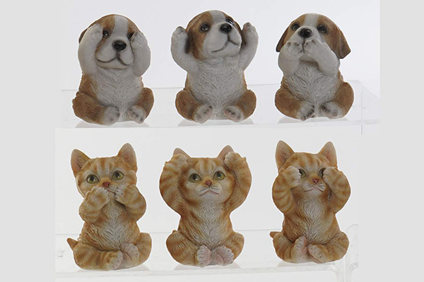 Figure resin 6,5x6x8 cat dog 6 mod.