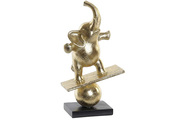 Figure resin 17x8,5x30 elephant golden
