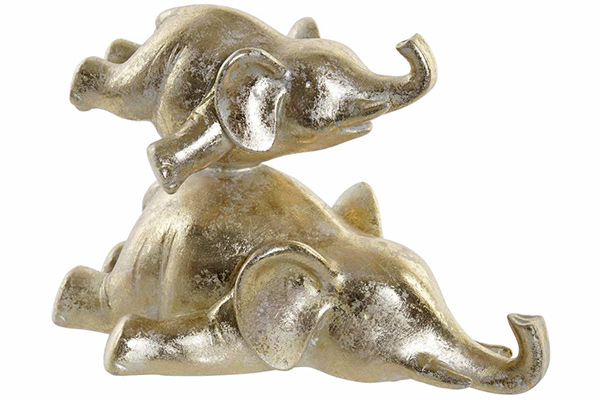 Figure resin 22x13x14 elephants golden