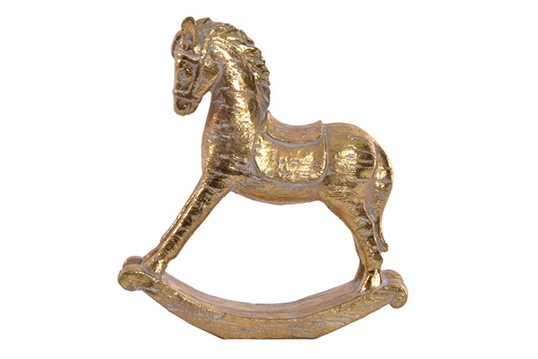 Figure rÉsine 17,5x5x19,5 cheval dÉcapage dorÉ