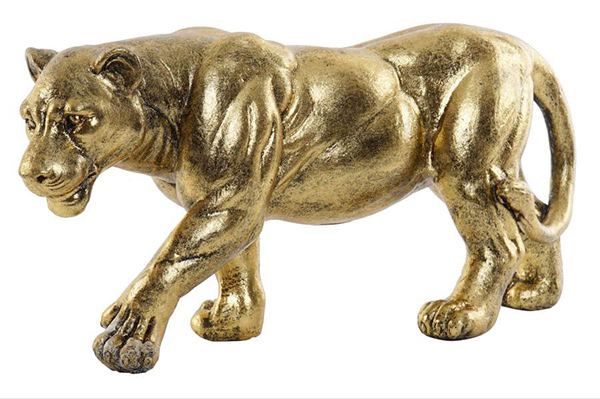 Figure resin 39,5x11,5x19 female lion aged golden