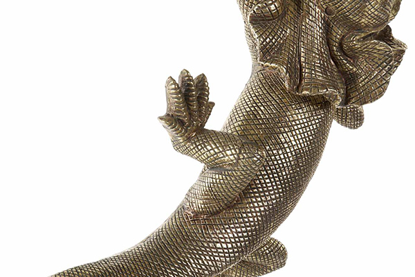 Figure resin 34x21x7 lizard wall golden