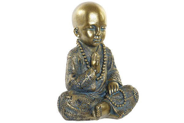 Figure resin 17x13,6x21,8 monk aged golden
