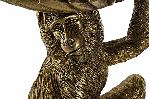 Figure resin 27x25x26 monkey tray golden
