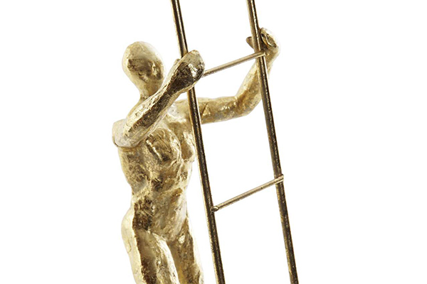 Figure metal resin 16,5x20x70 stairs golden