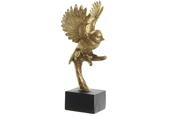 Figure resin 8x7x27 bird golden