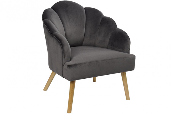 Fauteuil polyester bois 62x73x83 coquillage