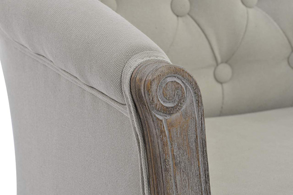 Armchair polyester wood 61x61x71 natural beige