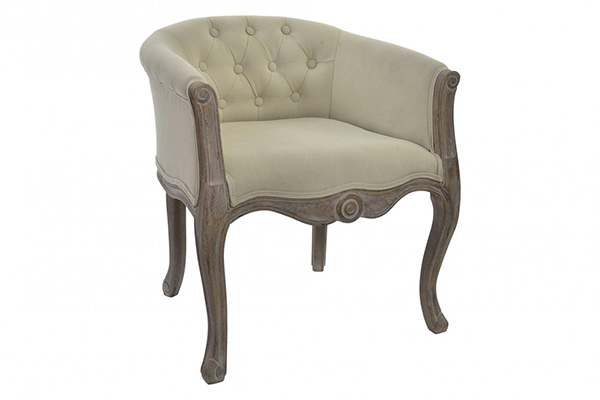 Armchair polyester wood 61x61x71 natural beige