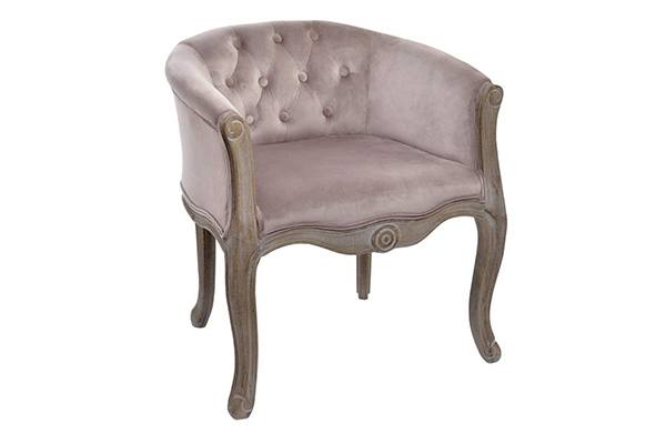 Armchair polyester rubberwood 62x58x69 pale pink