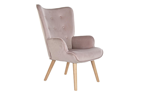 Armchair polyester wood 67x69x96 pink