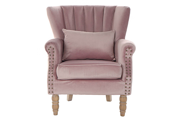 Armchair velvet rubberwood 73x75x87 pink