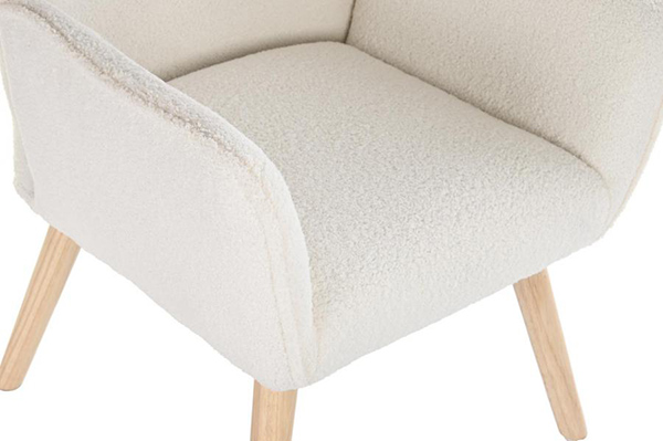 Armchair polyester wood 65x75x96 cream