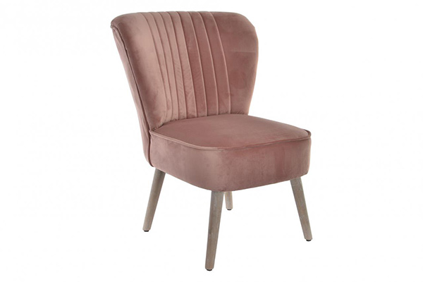 Armchair polyester wood 64x67x80 velvet pale pink