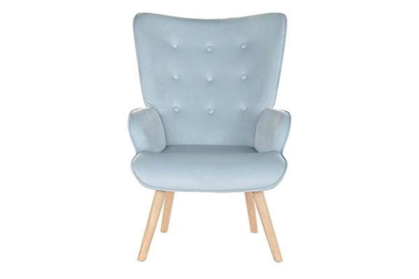 Armchair polyester wood 67x75x96 velvet sky blue