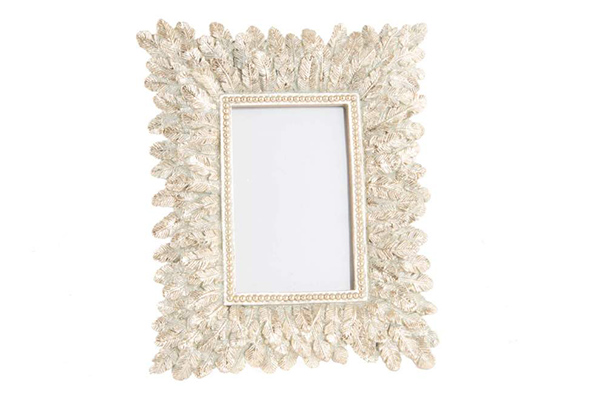 Photo frame resin 10x15 feathers golden