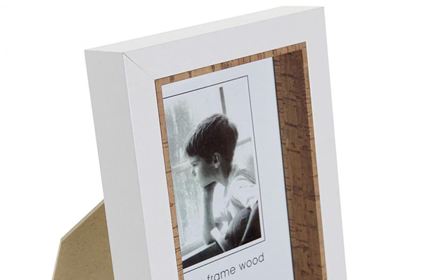 Photo frame 10x15 wood cork 13x3x18 white