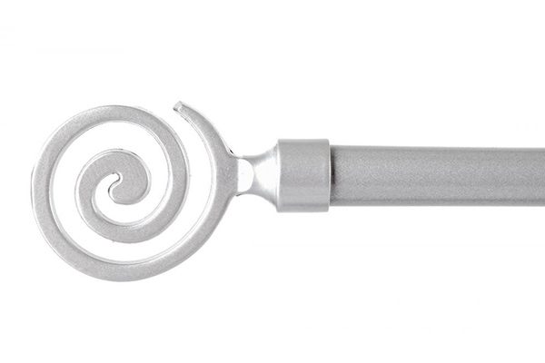 Curtain bar metal 120/210x16/19mm spiral silver