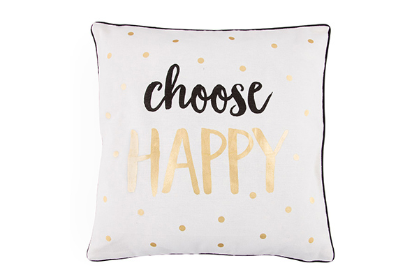 Choose happy metallic monochrome cushion with inner