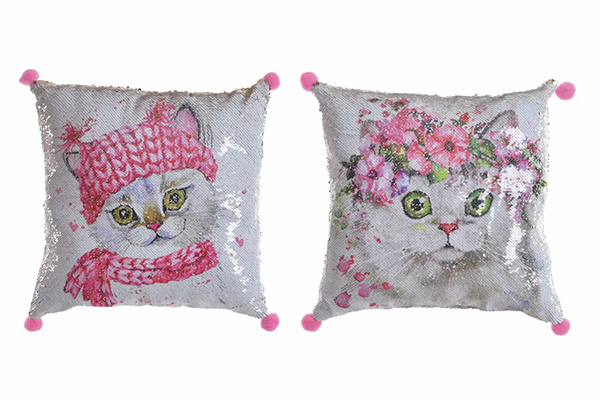 Coussin gemmes polyester 40x40 370 gr. chat 2 mod.