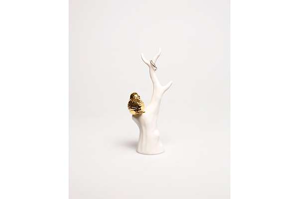 Keramički držač za nakit drvo sa pticom