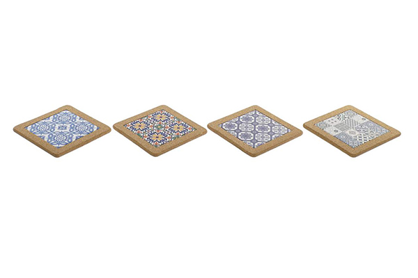 Trivet stoneware cork 20x20x1,5 tiles 4 mod.