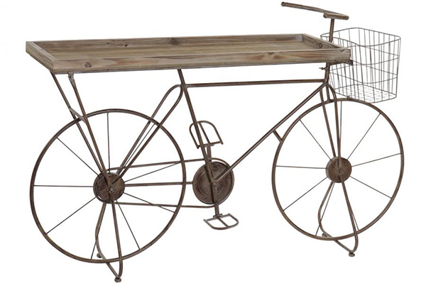 Console table wood metal 130x35x83 bicycle aged