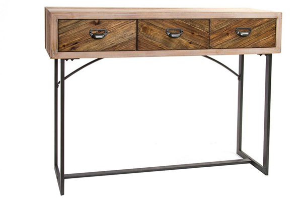 Console table wood metal 110x32x85 natural