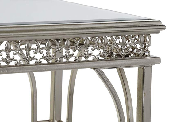 Console table metal mirror 120x30x74 silver
