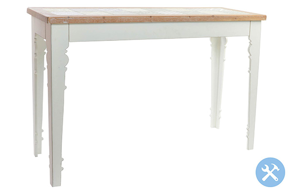 Console table wood 120x39x80,5 tile natural white