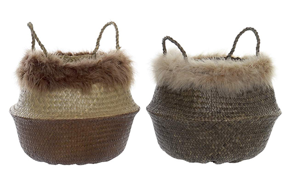Basket seagrass feathers 40x34 hair 2 mod.